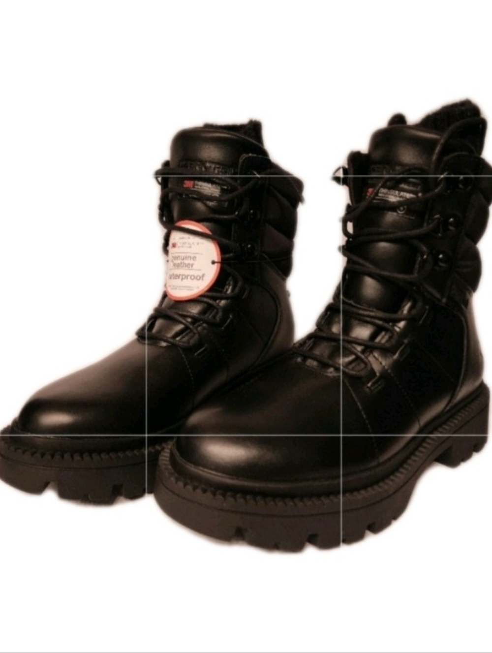 OZARK TRAIL Woman's Snow Waterproof Leather Combat Boots In Black - Picture 3 of 14
